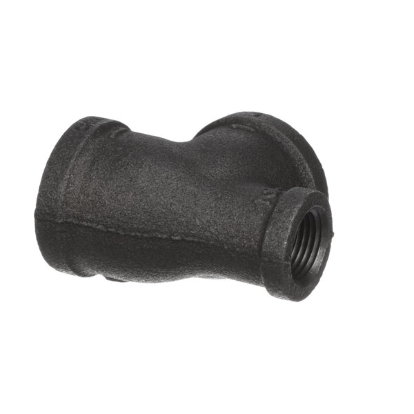 A black Cleveland tee pipe fitting with a threaded end.