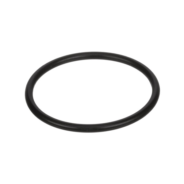 A black round rubber O-ring with a white background.