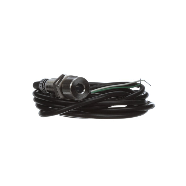 A black Stero dishwasher emitter cable with a white connector and a green wire.