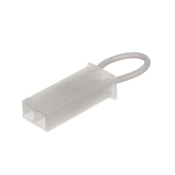 A white plastic Rinnai flue sensor connector with a white cable.