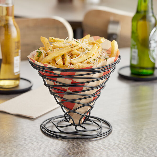 American Metalcraft BNB7 Round Black Birdnest Basket 7" x 6"