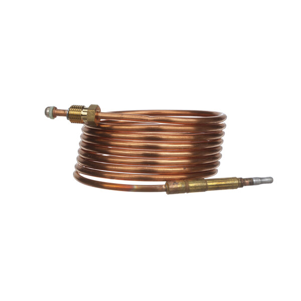 A copper coil with a brass connector.