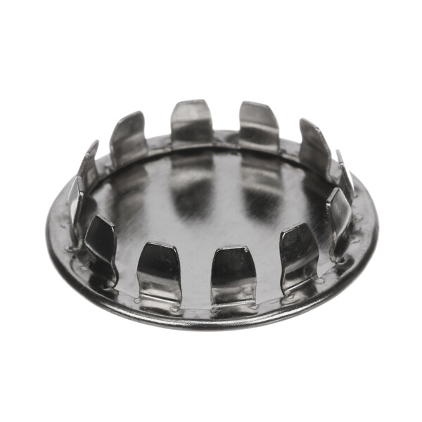 A close-up of a metal circular Hobart cap with holes.
