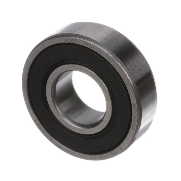 A close-up of a Hobart ball bearing with a black rubber ring.