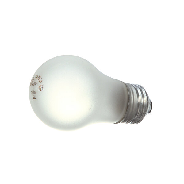 A close-up of a Continental Refrigerator 120V light bulb with a white base.