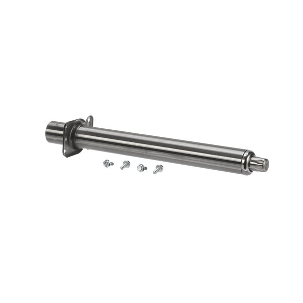 A stainless steel metal rod with screws.