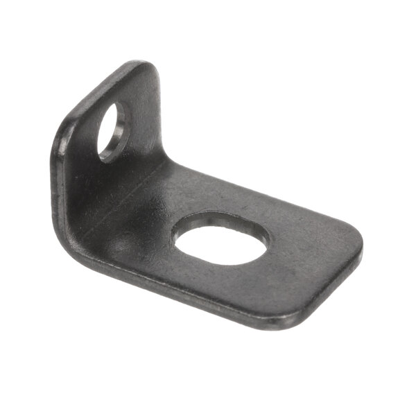 A black metal Eloma door support bracket with an open hole.