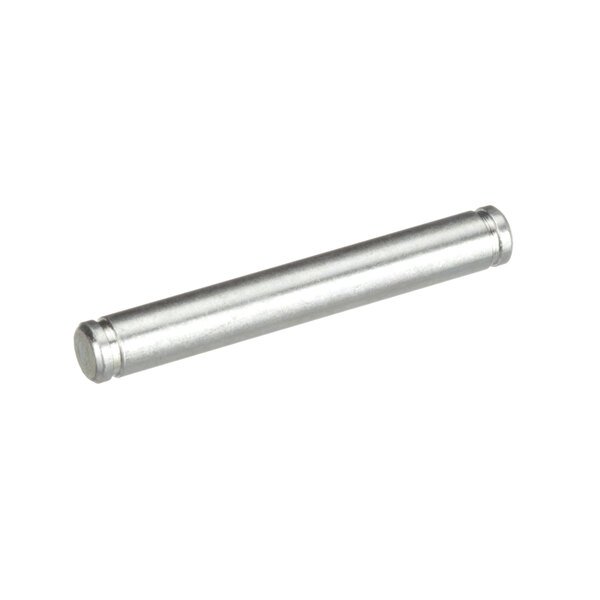 A silver metal piston rod on a white background.