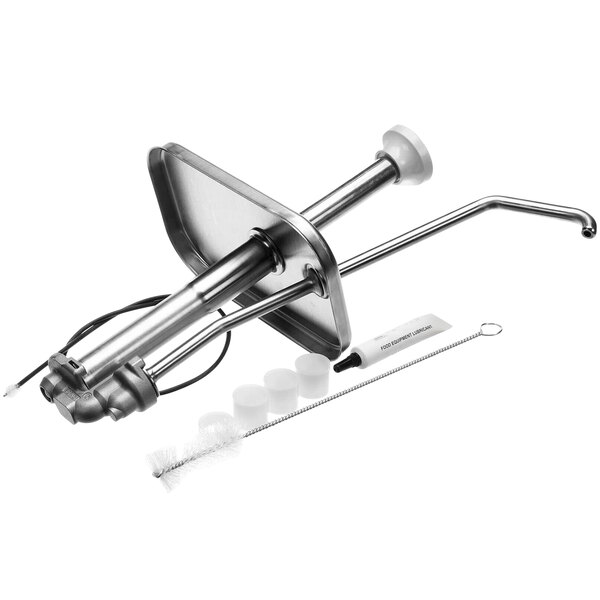 A stainless steel Carpigiani pump with a handle.