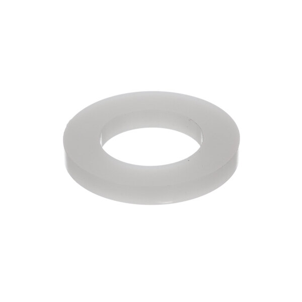 A white nylon round washer with a hole in the middle