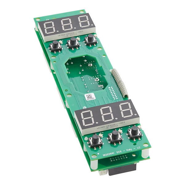 A green Moffat M240119 digital circuit board with black numbers and buttons.