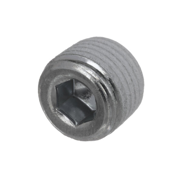 A stainless steel threaded screw.