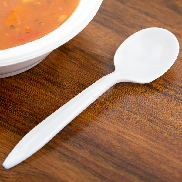 Dart SU6BW Medium Weight White Plastic Soup Spoon 1000/Case