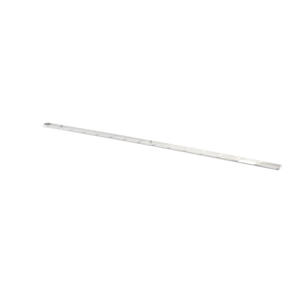 A long metal bar with a silver handle on a white background.