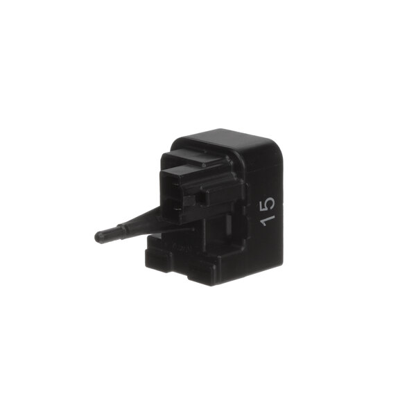 A black electrical device with a black tip and wires.