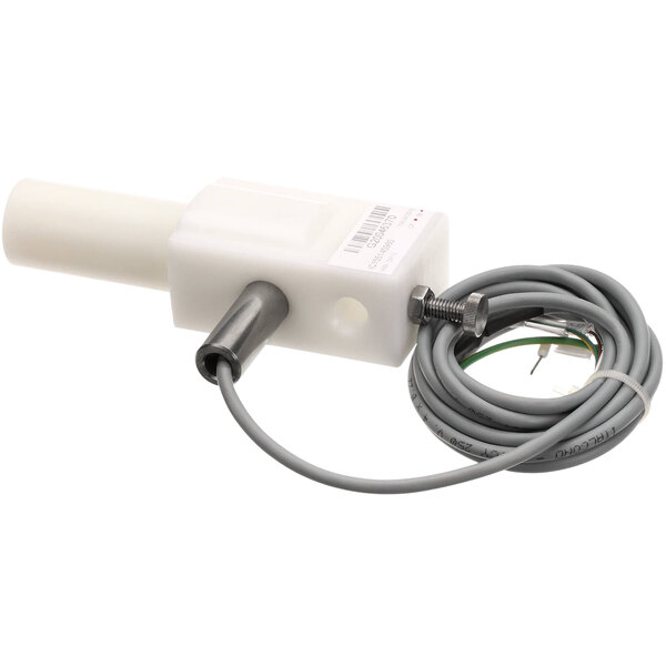 A white Carpigiani level glass sensor with a cable.