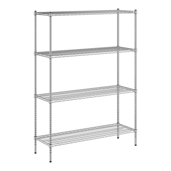 A wireframe of a Regency chrome wire shelf kit with 3 shelves.
