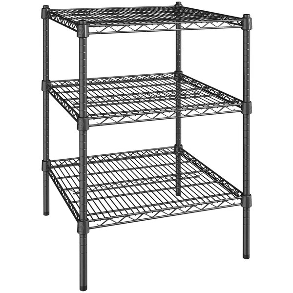 Warehouse. Office Shop Cottage Villa NSF Certified Black Epoxy 3-Shelf Kit with 34 inch Stock x 48 inch Office 24 inch posts Useful at Home Garage Shelter,Restaurant
