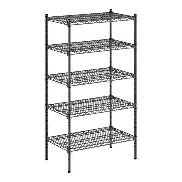 A black wireframe Regency shelf kit with four shelves.