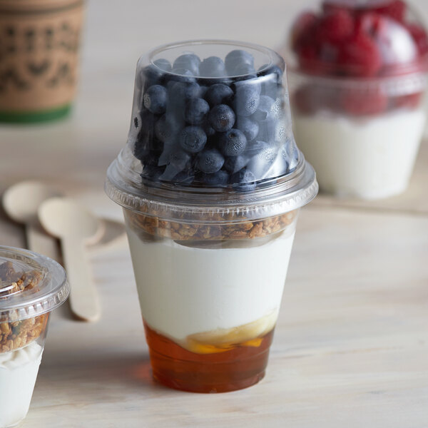 12 oz. Parfait Cup with 4 oz. FabriKal Insert, Flat Lid, and Tall Dome