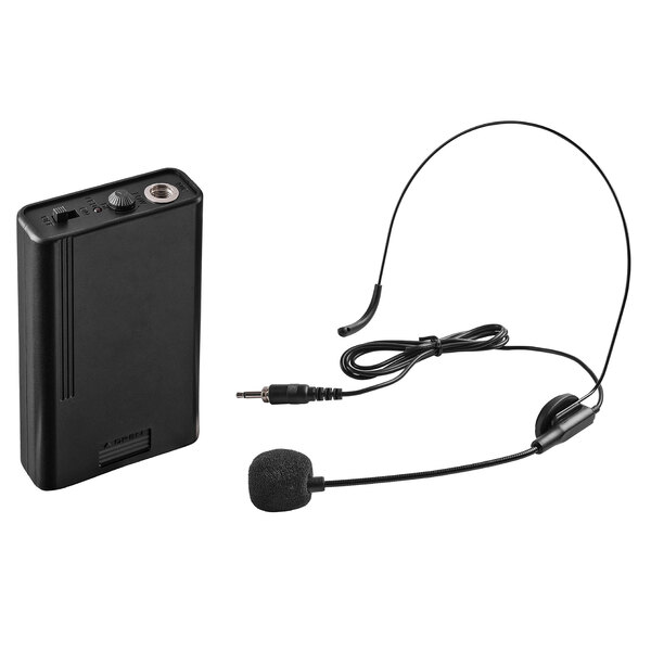 A black rectangular Oklahoma Sound wireless headset microphone.