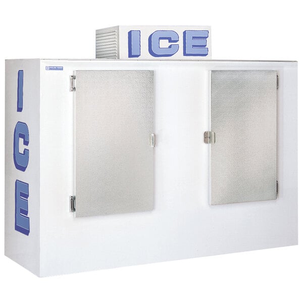 A white Polar Temp ice merchandiser with two doors closed.