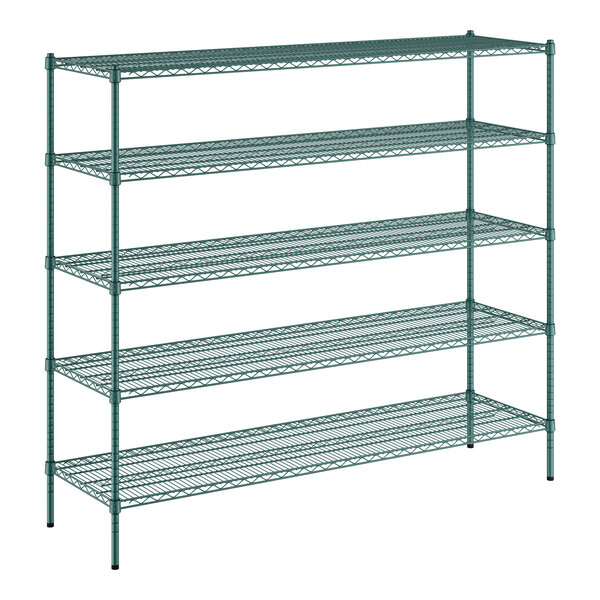 A Regency green epoxy wire shelving kit with 5 shelves.