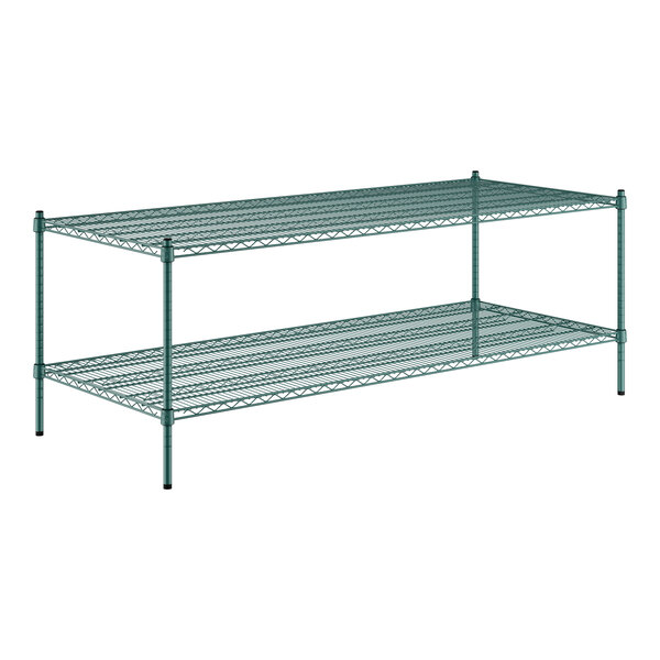 A green Regency wire shelving kit with two shelves.