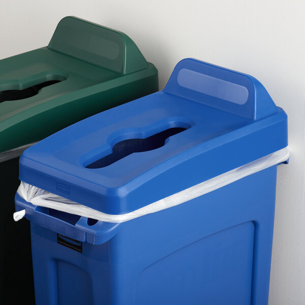 Rubbermaid 2018302 Slim Jim Blue Slim Rectangular Recycling Bin Lid