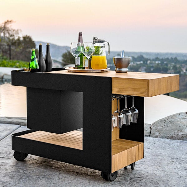 Astella INDU-BAR ISLE Black Outdoor Mobile Bar / Side Table