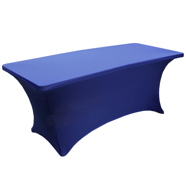Snap Drape BS630572 Budget Stretch 72" x 30" Royal Blue Spandex Table Cover