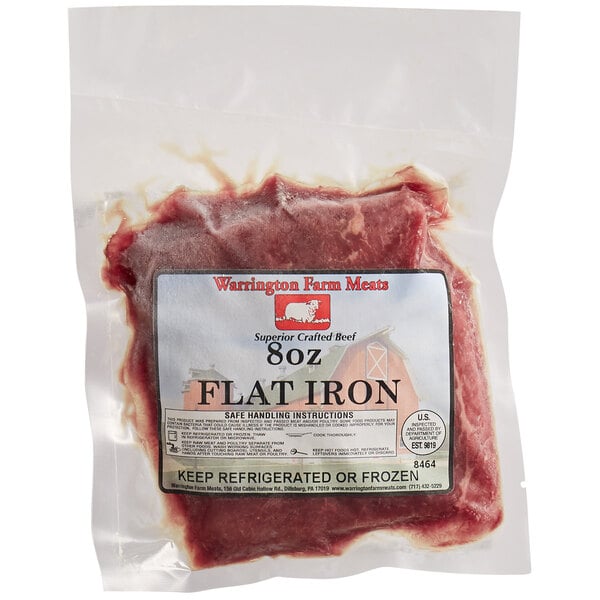 Warrington Farm Meats 8 oz. Frozen Flat Iron Steak 20/Case