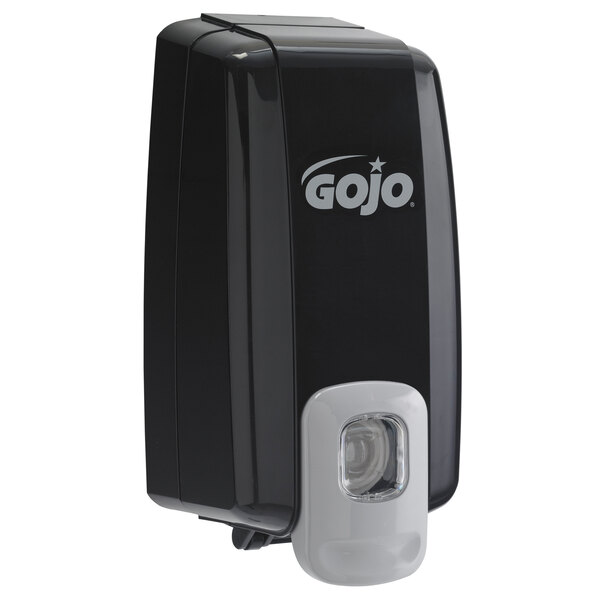 A black GOJO® soap dispenser.