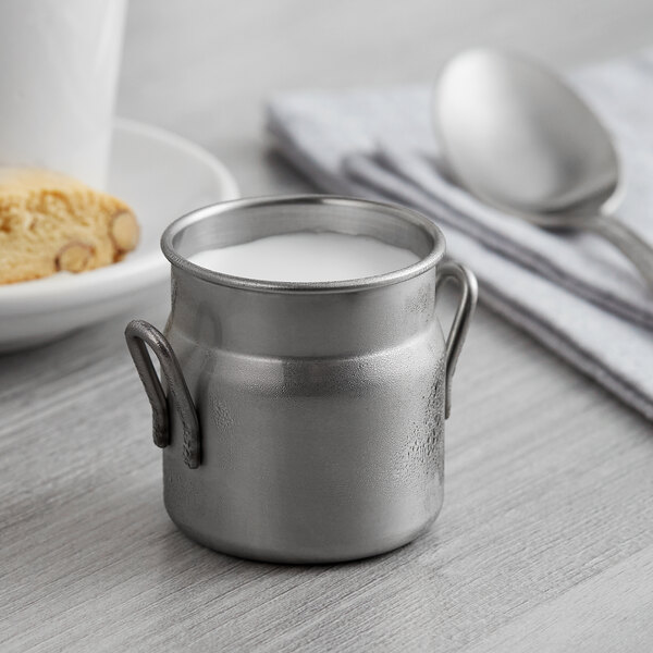 Vollrath 59763 3.1 oz. Mini Milk Can Stainless Steel Creamer