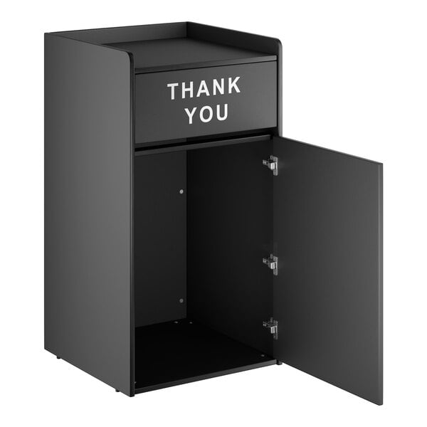 Waste 35 Gallon Black Waste Receptacle Enclosure with 