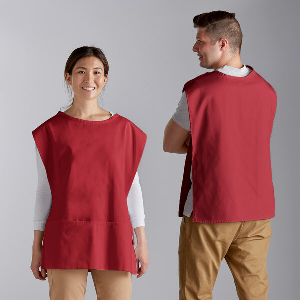 Choice Red PolyCotton Cobbler Apron with 2 Pockets 29" x 20"