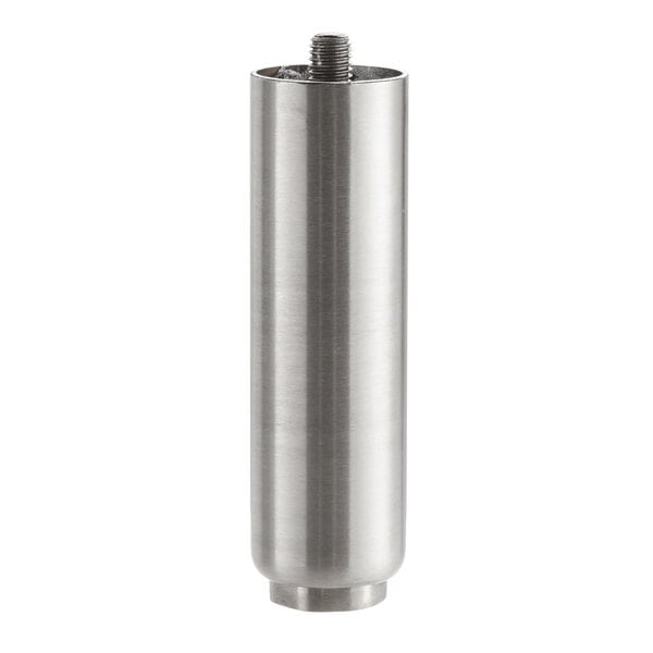 A silver stainless steel cylinder with a screw on top.