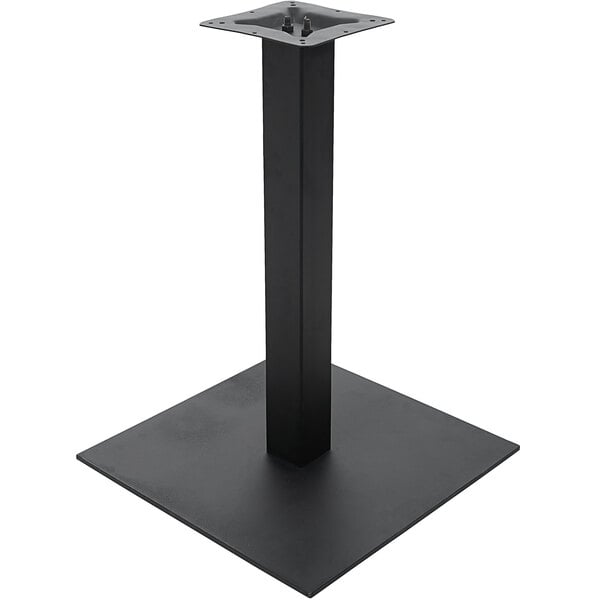 A BFM Seating black square metal table base.