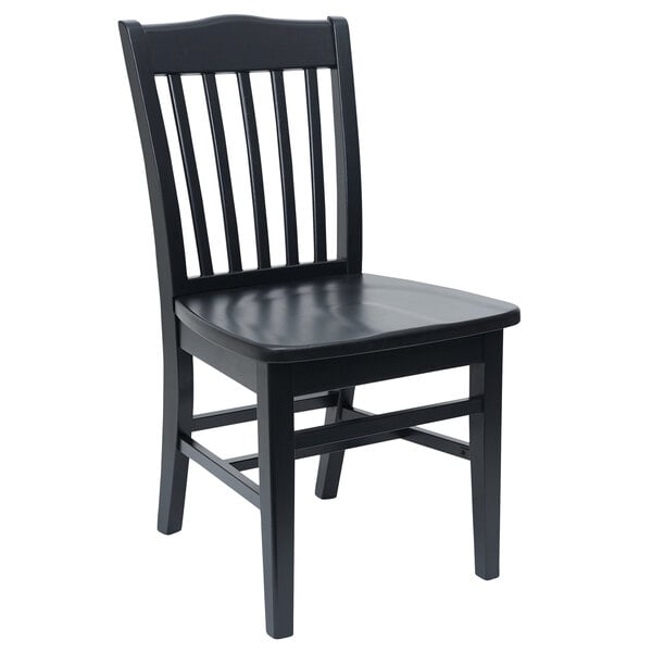 A black BFM Seating Columbia beechwood chair.