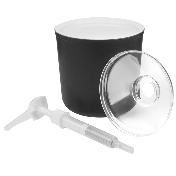 Carlisle 2 Qt. Black Insulated Condiment Pump Dispenser Kit