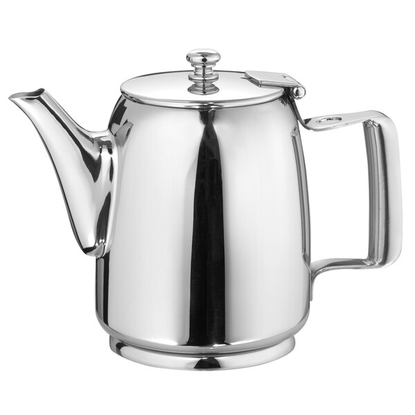 A silver stainless steel Walco Venus coffee server with a lid on a white background.