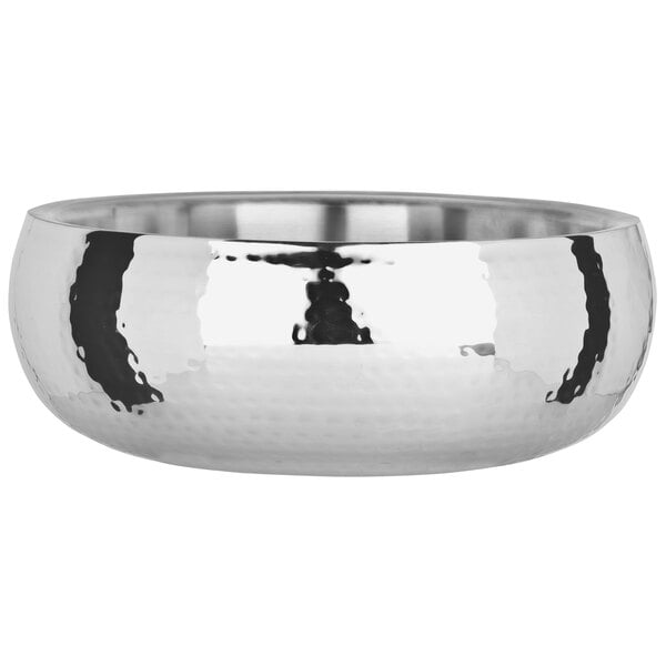 A Libbey Sonoran stainless steel double wall bowl with a shiny silver finish.