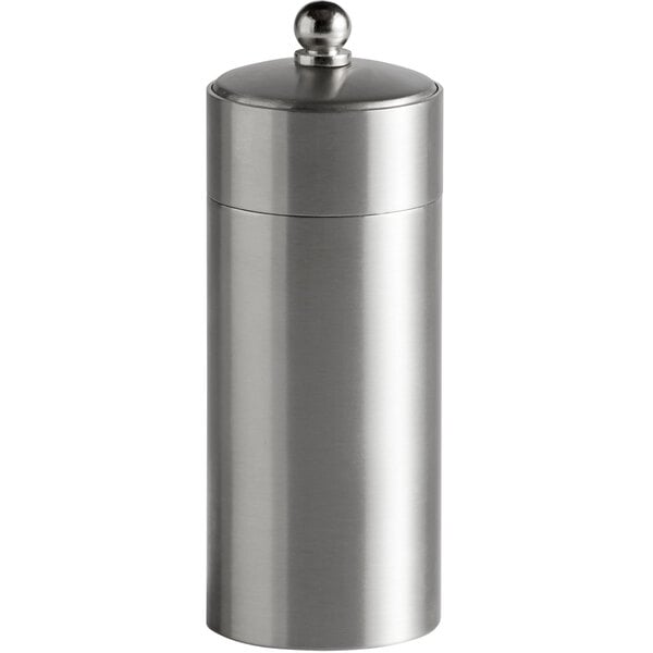 A silver container with a Libbey stainless steel lid.