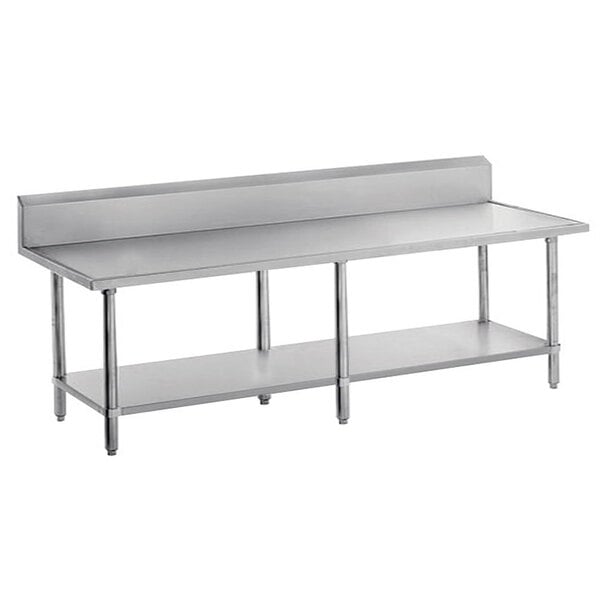 Advance Tabco VKS-309 Spec Line 30" x 108" 14 Gauge Work Table with Stainless Steel Undershelf and 10" Backsplash