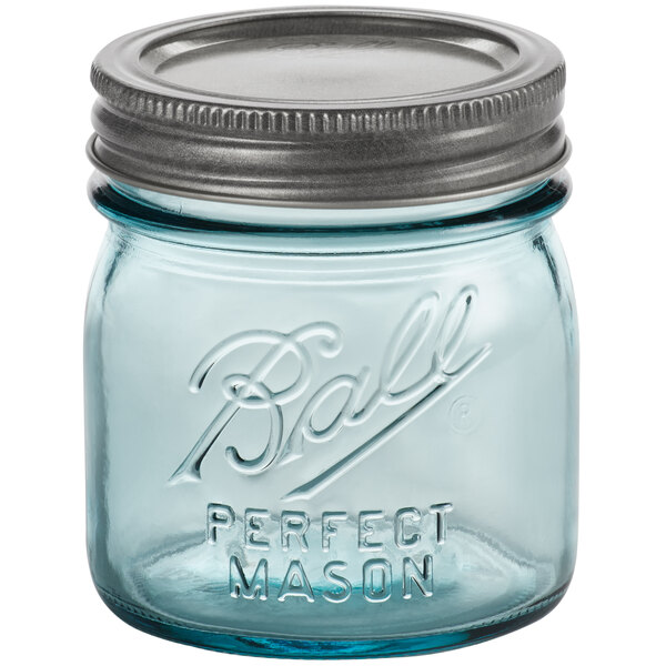 Ball 1440069053 8 oz. HalfPint Aqua Vintage Regular Mouth Glass