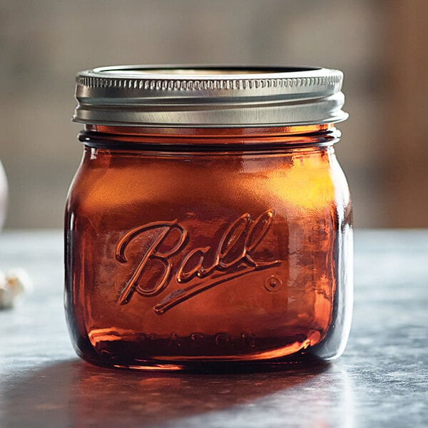 Amber Ball jar with lid