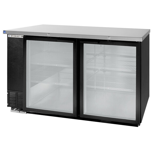 BeverageAir BB58HC1GBWINE 59" Black Counter Height Glass Door Back Bar Wine Refrigerator