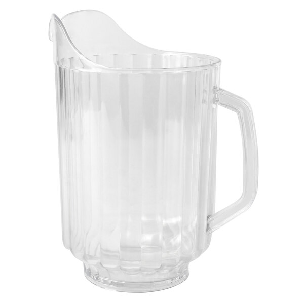 A Fineline clear plastic pitcher with a handle.