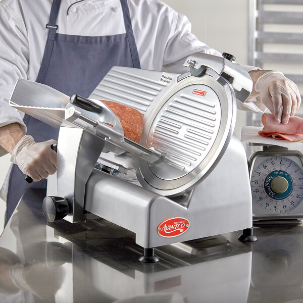 Avantco Manual Gravity Feed Meat Slicer for Deli Meat