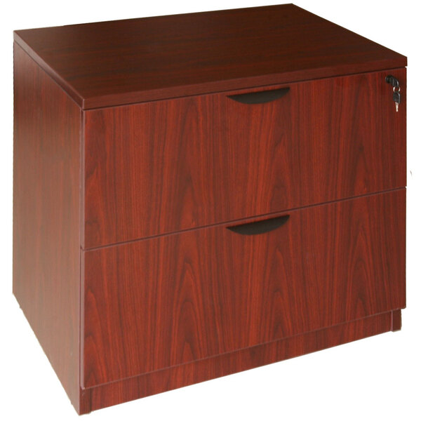 Boss N112-M Mahogany Laminate Two Drawer Lateral File Cabinet - 31" x 22" x 29"